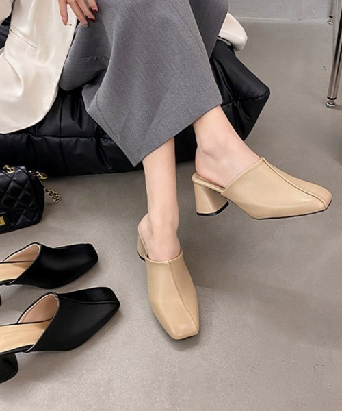 Miniministore（ミニミニストア）の「ミュールパンプス 太ヒール靴スクエアトゥ（その他シューズ・レディース・ブラック/ベージュ・22.5cm/23.0cm/23.5cm/24.0cm/24.5cm）」の17枚目の写真