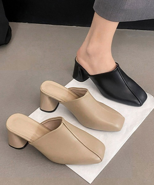 Miniministore（ミニミニストア）の「ミュールパンプス 太ヒール靴スクエアトゥ（その他シューズ・レディース・ブラック/ベージュ・22.5cm/23.0cm/23.5cm/24.0cm/24.5cm）」の18枚目の写真
