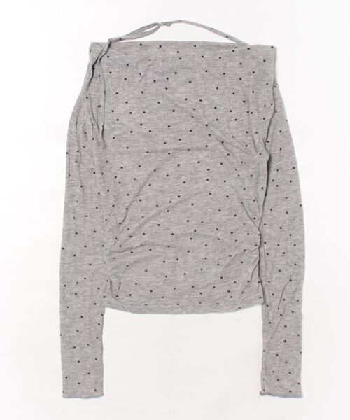 HALEY PESCA(ヘーリーペスカ)の「HALEY PESCA/チョーカーリボン ボートネック ドット柄トップス(Tシャツ/カットソー・レディース・グレー/アイボリー・FREE)」の3枚目の写真