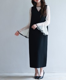 ２点セット ワンピース ブラウス ギャザーブラウスセットワンピース(XS OFF WHITE): ONEPIECE
