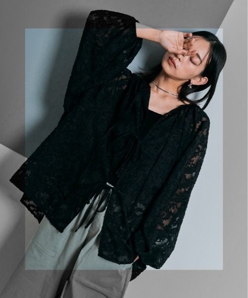 W:Huku（フーク）の「【W:Huku / ジャガード レース】シアー リボン 2way ブラウス（シャツ/ブラウス・レディース・オフホワイト/ブラック/ライトグレー・M/L）」の12枚目の写真