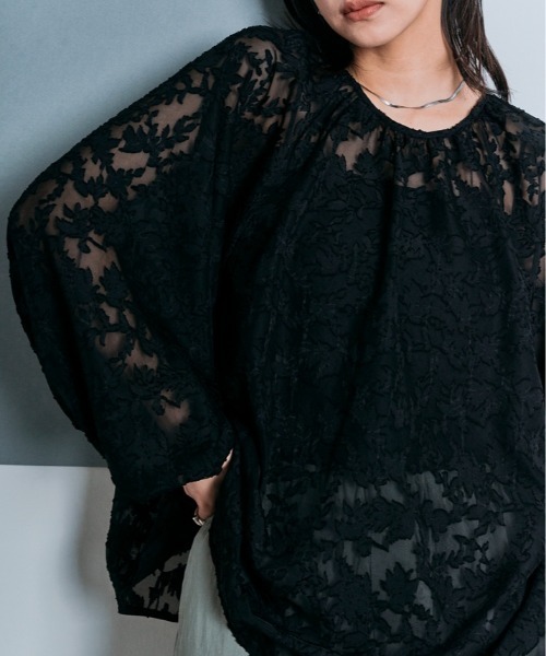 W:Huku（フーク）の「【W:Huku / ジャガード レース】シアー リボン 2way ブラウス（シャツ/ブラウス・レディース・オフホワイト/ブラック/ライトグレー・M/L）」の16枚目の写真