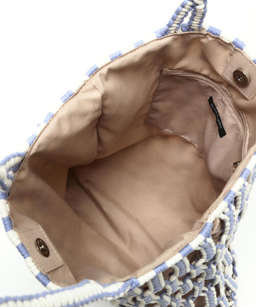 NATURAL BEAUTY BASIC（ナチュラルビューティーベーシック）の「◇【Oggi掲載】バイカラーマクラメトートバッグ（トートバッグ・レディース・ブラック/ベージュ/ラベンダー・ﾌﾘ-）」の10枚目の写真