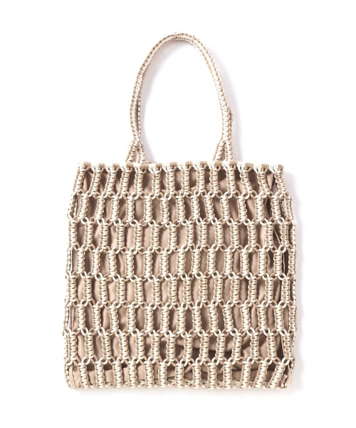 NATURAL BEAUTY BASIC（ナチュラルビューティーベーシック）の「◇【Oggi掲載】バイカラーマクラメトートバッグ（トートバッグ・レディース・ブラック/ベージュ/ラベンダー・ﾌﾘ-）」の12枚目の写真