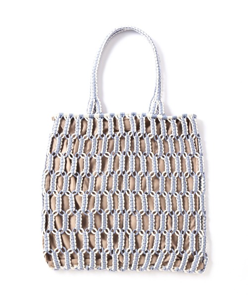 NATURAL BEAUTY BASIC（ナチュラルビューティーベーシック）の「◇【Oggi掲載】バイカラーマクラメトートバッグ（トートバッグ・レディース・ブラック/ベージュ/ラベンダー・ﾌﾘ-）」の13枚目の写真