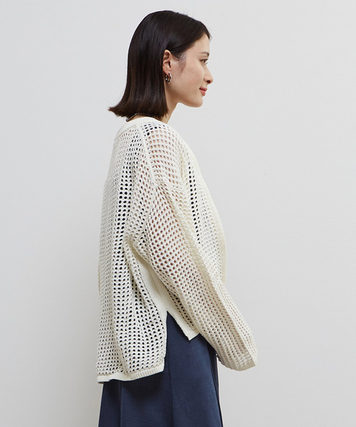 SOFFITTO（ソフィット）の「ジップ付きメッシュ編みニットカーディガン（カーディガン/ボレロ・レディース・オフホワイト/ブルー/ブラック・FREE）」の7枚目の写真