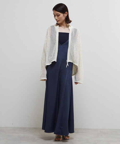 SOFFITTO（ソフィット）の「ジップ付きメッシュ編みニットカーディガン（カーディガン/ボレロ・レディース・オフホワイト/ブルー/ブラック・FREE）」の9枚目の写真