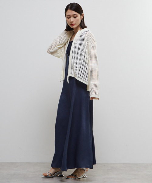 SOFFITTO（ソフィット）の「ジップ付きメッシュ編みニットカーディガン（カーディガン/ボレロ・レディース・オフホワイト/ブルー/ブラック・FREE）」の11枚目の写真