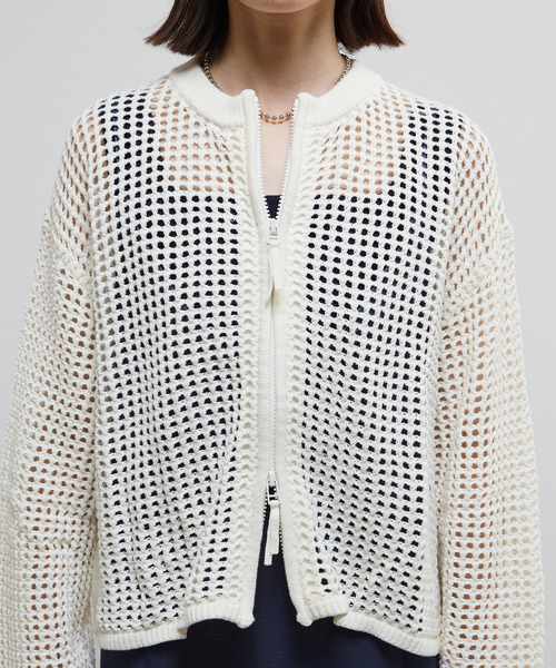 SOFFITTO（ソフィット）の「ジップ付きメッシュ編みニットカーディガン（カーディガン/ボレロ・レディース・オフホワイト/ブルー/ブラック・FREE）」の18枚目の写真