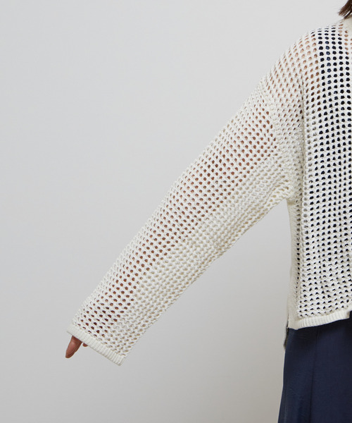 SOFFITTO（ソフィット）の「ジップ付きメッシュ編みニットカーディガン（カーディガン/ボレロ・レディース・オフホワイト/ブルー/ブラック・FREE）」の21枚目の写真