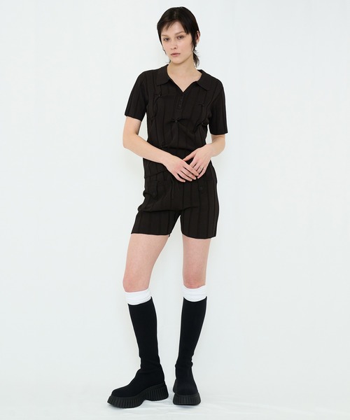VIAVANDA（ヴィアヴァンダ）の「SMOOTH KNIT POLO SHIRT（ニット/セーター・レディース・アイボリー/チャコール・FREE）」の5枚目の写真