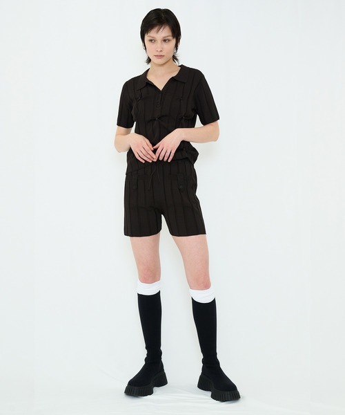 VIAVANDA（ヴィアヴァンダ）の「SMOOTH KNIT POLO SHIRT（ニット/セーター・レディース・アイボリー/チャコール・FREE）」の6枚目の写真