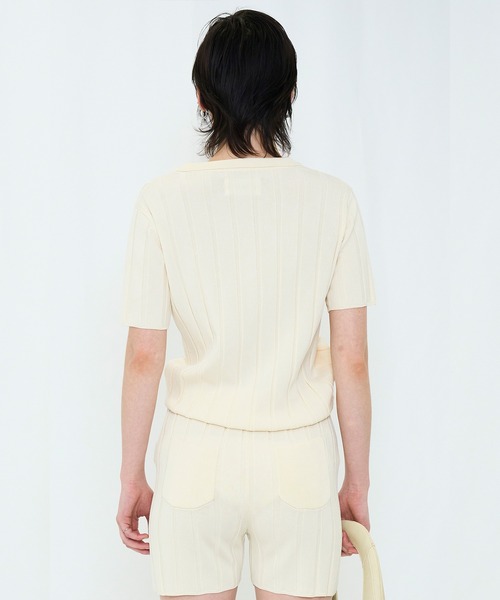 VIAVANDA（ヴィアヴァンダ）の「SMOOTH KNIT POLO SHIRT（ニット/セーター・レディース・アイボリー/チャコール・FREE）」の13枚目の写真