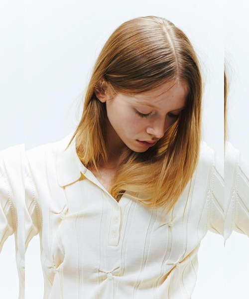 VIAVANDA（ヴィアヴァンダ）の「SMOOTH KNIT POLO SHIRT（ニット/セーター・レディース・アイボリー/チャコール・FREE）」の16枚目の写真