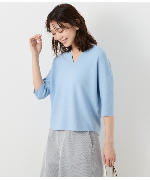 セール】ホールガーメント(R) ニット スラッシュネック6分袖プル