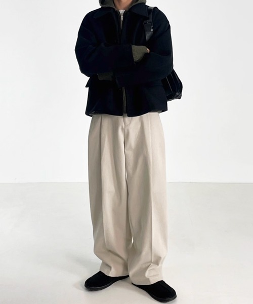 NOWLE（ノウル）の「【NOWLE】ワンタック リラックス コットン スラックス（スラックス・メンズ・オフホワイト/ブラック/ブラウン・MEDIUM/LARGE/X-LARGE）」の20枚目の写真