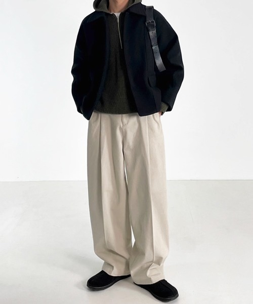 NOWLE（ノウル）の「【NOWLE】ワンタック リラックス コットン スラックス（スラックス・メンズ・オフホワイト/ブラック/ブラウン・MEDIUM/LARGE/X-LARGE）」の21枚目の写真