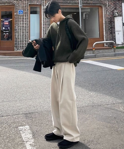 NOWLE（ノウル）の「【NOWLE】ワンタック リラックス コットン スラックス（スラックス・メンズ・オフホワイト/ブラック/ブラウン・MEDIUM/LARGE/X-LARGE）」の4枚目の写真