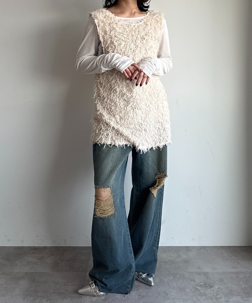 apres jour mignon(アプレジュールミニョン)の「モケモケベスト【ZOZOTOWN限定アイテム】(ベスト・レディース・アイボリー/ブラック・フリー/X-LARGE)」の10枚目の写真