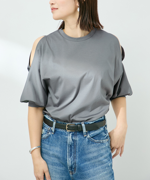 VERMEIL par iena（ヴェルメイユパーイエナ）の「ショールスリットカットソー（Tシャツ/カットソー・レディース・ホワイト/ブラック/チャコールグレー・FREE）」の10枚目の写真