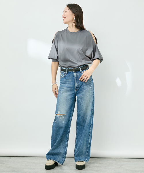 VERMEIL par iena（ヴェルメイユパーイエナ）の「ショールスリットカットソー（Tシャツ/カットソー・レディース・ホワイト/ブラック/チャコールグレー・FREE）」の13枚目の写真