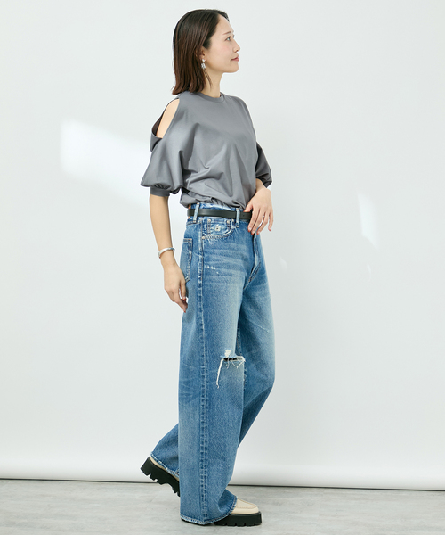 VERMEIL par iena（ヴェルメイユパーイエナ）の「ショールスリットカットソー（Tシャツ/カットソー・レディース・ホワイト/ブラック/チャコールグレー・FREE）」の16枚目の写真