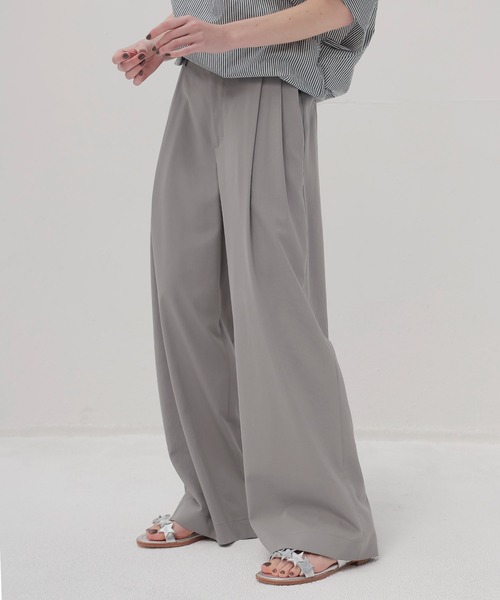 DRESSLAVE(ドレスレイブ)の「chambray effortless wide pants(シャンブレーエフォートレスワイドパンツ)(スラックス・レディース・ホワイト/トップグレー/ブラック・36/38)」の4枚目の写真