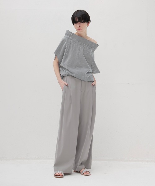 DRESSLAVE(ドレスレイブ)の「chambray effortless wide pants(シャンブレーエフォートレスワイドパンツ)(スラックス・レディース・ホワイト/トップグレー/ブラック・36/38)」の9枚目の写真