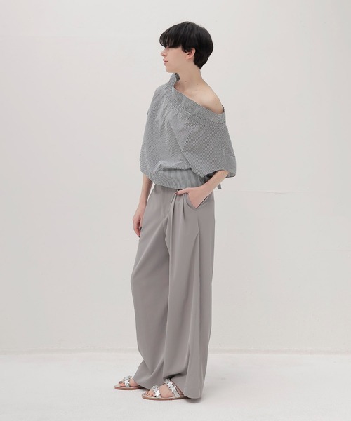 DRESSLAVE(ドレスレイブ)の「chambray effortless wide pants(シャンブレーエフォートレスワイドパンツ)(スラックス・レディース・ホワイト/トップグレー/ブラック・36/38)」の10枚目の写真