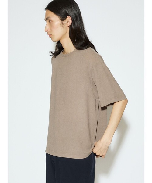 MIDIUMISOLID(ミディウミソリッド)の「MIDIUMISOLID Men’s ハーフスリーブシアーベーシックプルオーバー(Tシャツ/カットソー・メンズ・ベージュ/ブラック・48)」の6枚目の写真