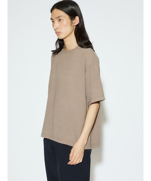 MIDIUMISOLID(ミディウミソリッド)の「MIDIUMISOLID Men’s ハーフスリーブシアーベーシックプルオーバー(Tシャツ/カットソー・メンズ・ベージュ/ブラック・48)」の7枚目の写真