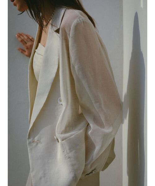 ELENDEEK(エレンディーク)の「シアージャケット(テーラードジャケット・レディース・アイボリー/ミント/ブラウン・FREE)」の2枚目の写真