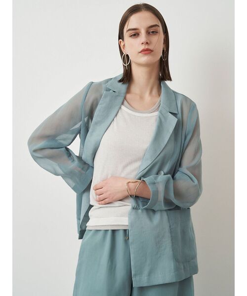 ELENDEEK(エレンディーク)の「シアージャケット(テーラードジャケット・レディース・アイボリー/ミント/ブラウン・FREE)」の3枚目の写真