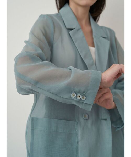 ELENDEEK(エレンディーク)の「シアージャケット(テーラードジャケット・レディース・アイボリー/ミント/ブラウン・FREE)」の4枚目の写真