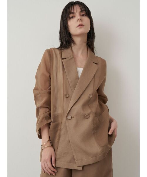 ELENDEEK(エレンディーク)の「シアージャケット(テーラードジャケット・レディース・アイボリー/ミント/ブラウン・FREE)」の6枚目の写真