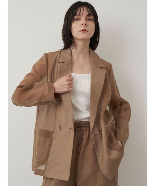 ELENDEEK(エレンディーク)の「シアージャケット(テーラードジャケット・レディース・アイボリー/ミント/ブラウン・FREE)」の7枚目の写真