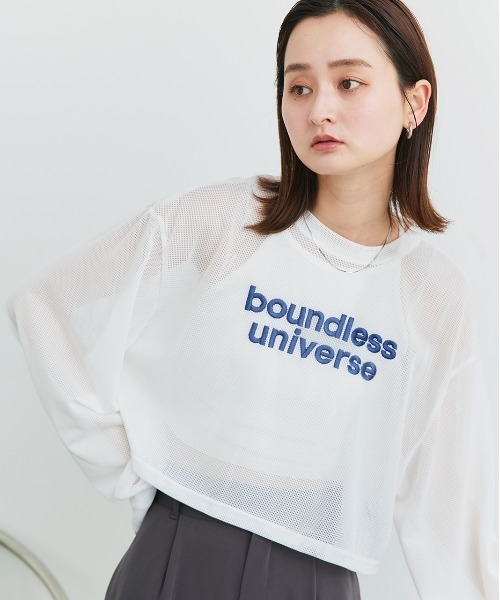 セール】刺繍ロゴ デザイン メッシュプルオーバー（Tシャツ