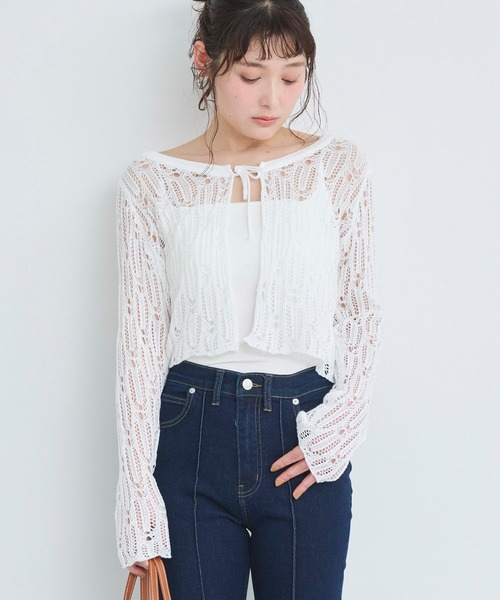 【新品】Auntie Rosa ふわもこ レース編みカーディガン☆フリーサイズ 新品】Auntie Rosa ふわもこ レース編みカーディガン☆フリーサイズ