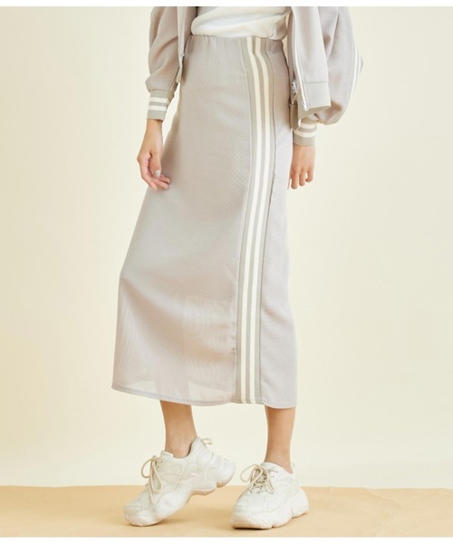 Settimissimo（セッティミッシモ）の「サイドライン カノコ メッシュ ナロー スカート（スカート・レディース・ブラック/ベージュ・FREE）」の2枚目の写真