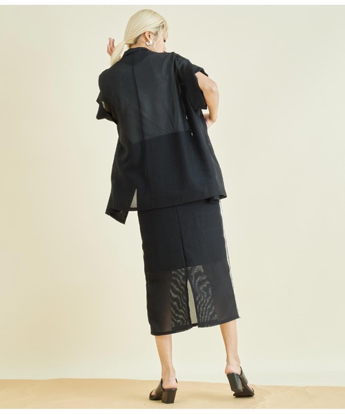 Settimissimo（セッティミッシモ）の「サイドライン カノコ メッシュ ナロー スカート（スカート・レディース・ブラック/ベージュ・FREE）」の15枚目の写真