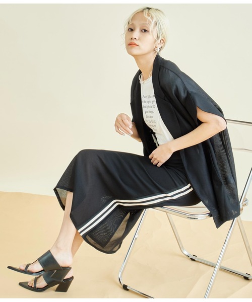 Settimissimo（セッティミッシモ）の「サイドライン カノコ メッシュ ナロー スカート（スカート・レディース・ブラック/ベージュ・FREE）」の16枚目の写真