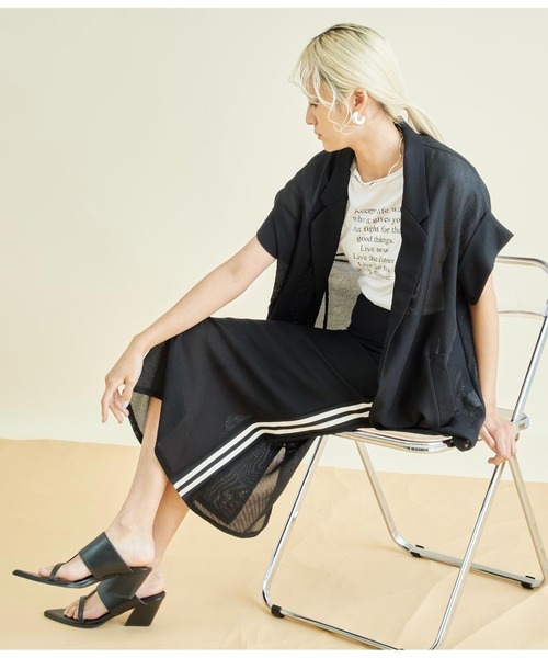 Settimissimo（セッティミッシモ）の「サイドライン カノコ メッシュ ナロー スカート（スカート・レディース・ブラック/ベージュ・FREE）」の17枚目の写真