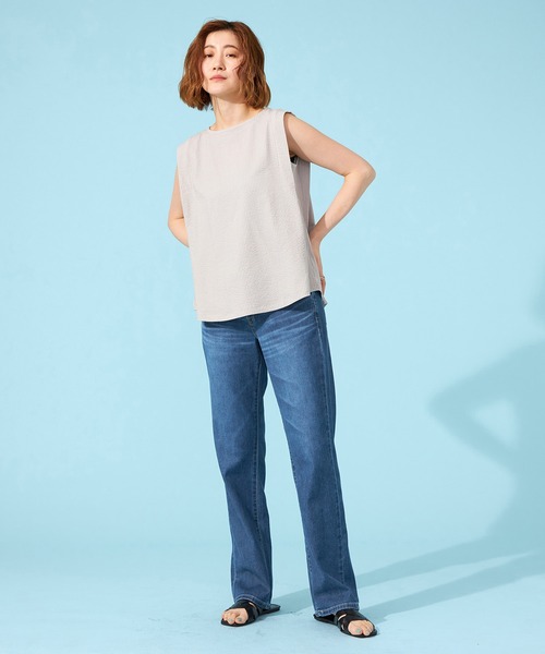 SOMETHING(サムシング)の「SOMETHING SUMMER COOL 涼しいストレートデニムパンツ【涼】(デニムパンツ・レディース・ダークインディゴブルー/ライトカーキ/ブルー・26/27/28/29/30)」の19枚目の写真