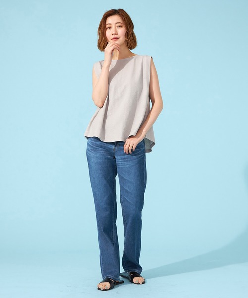 SOMETHING(サムシング)の「SOMETHING SUMMER COOL 涼しいストレートデニムパンツ【涼】(デニムパンツ・レディース・ダークインディゴブルー/ライトカーキ/ブルー・26/27/28/29/30)」の20枚目の写真