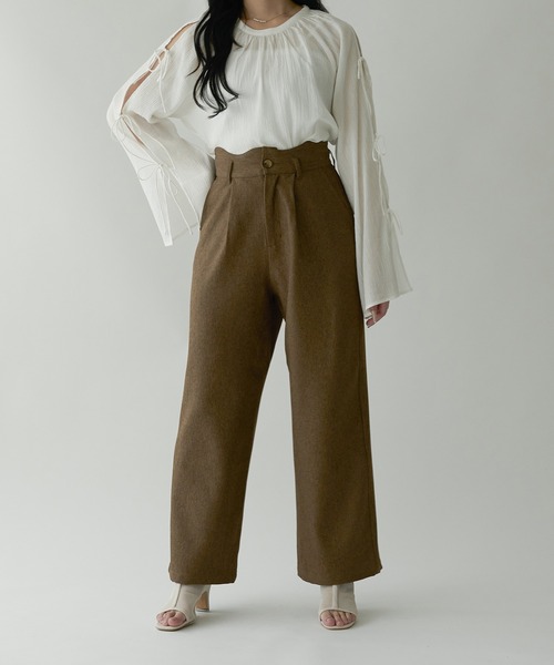 Ambre Neige（アンブルネージュ）の「wave design straight pants / ウェーブデザインストレートパンツ（その他パンツ・レディース・アイボリー/ベージュ/ダークブラウン・MEDIUM/SMALL）」の11枚目の写真