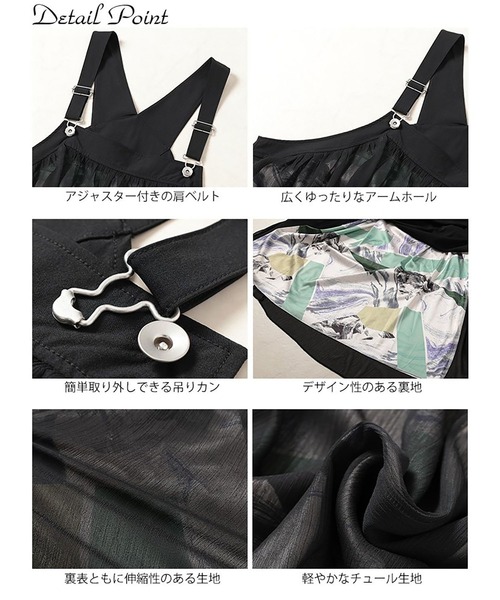 GOLDJAPAN(ゴールドジャパン)の「アート柄レイヤードサロペットワンピース【大きいサイズ対応】(ワンピース・レディース・ブラック・LL~3L/4L~5L)」の15枚目の写真