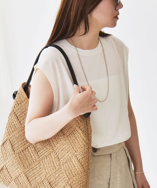 ニット セーター quaranciel:「接触冷感」フレンチスリーブ ベーシック シアー ニット プルオーバー レディース quaranciel ニット セーター quaranciel:「接触冷感」フレンチ