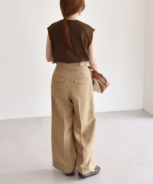 quaranciel(カランシエル)の「quaranciel:〈接触冷感/手洗い可能〉フレンチスリーブ ベーシック シアー ニット プルオーバー(ニット/セーター・レディース・ブラック/ホワイト/ブラウン・ONE SIZE)」の8枚目の写真