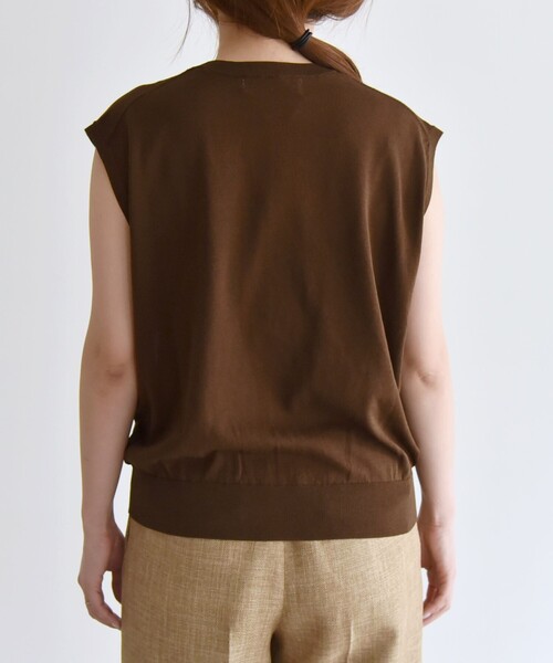 quaranciel:〈接触冷感〉フレンチスリーブ ベーシック シアー ニット