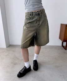 FOLLOWIN | 【サイズが選べるハーフパンツ】【 2color ／ ３size】ヴィンテージライクベーシックハーフデニムパンツ(デニムパンツ)